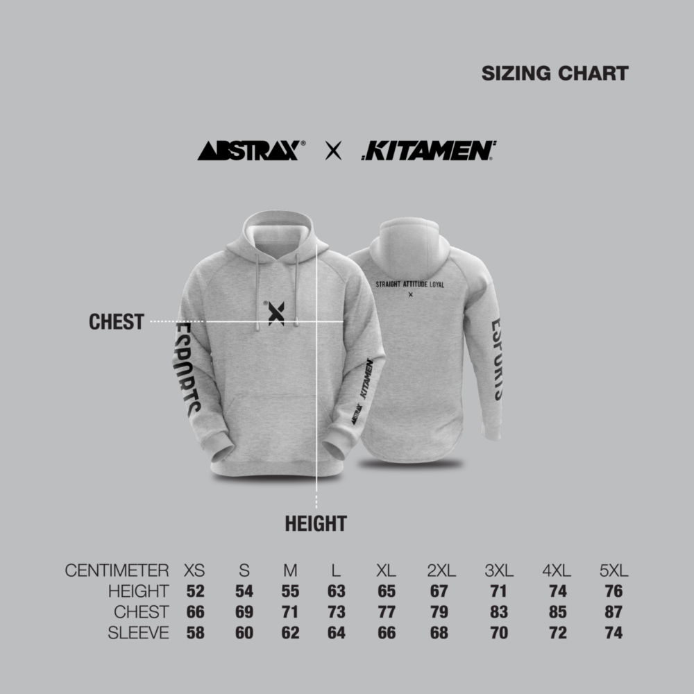 Kitamen Hoodie Sizing chart